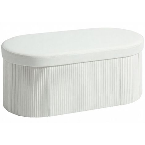 Banco de rangement pliable rembourré en velours aspect crème pour salon 76 x 38 x 35 cm (1/5)