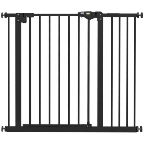 Barrière de sécurité pour chiens, barrière de séparation pour animaux, barrière de protection métal et plastique, 74-80/87-94 cm, noir (1/5)