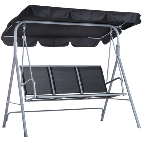 Balancelle Jardin 3 Places avec Toit, Structure Métal Gris Argent 171x108x154cm pour Terrasse Extérieur (1/5)