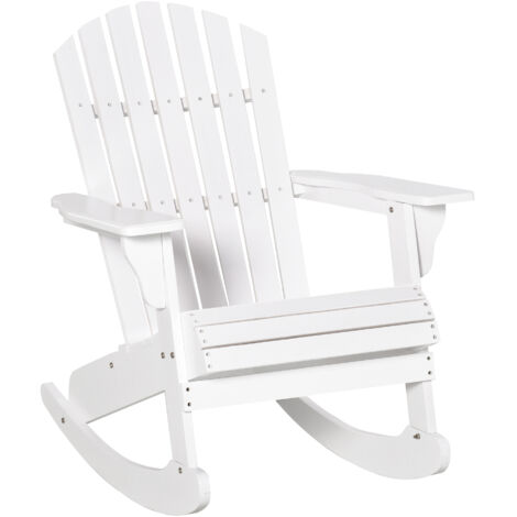 Adirondack Fauteuil à bascule pour jardin 77x94x97 cm, blanc, résistant aux intempéries, parfait pour terrasse et balcon (1/5)