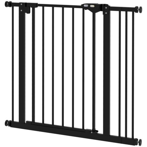 Barrière de sécurité pour chiens, grille de protection pour animaux, métal et plastique, 74-87 cm, noir (1/5)