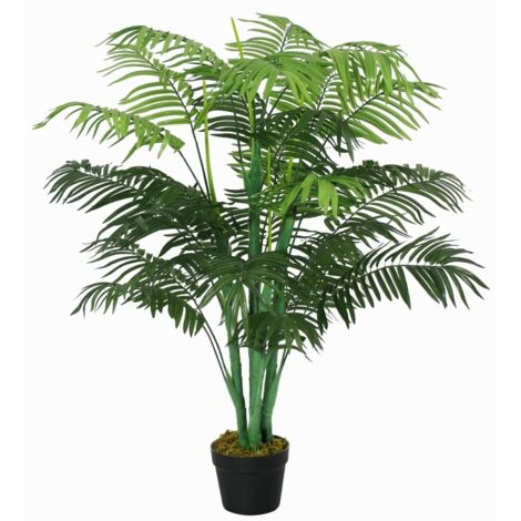 Palmier artificiel 125cm, grande plante fausse avec 18 feuilles en pot pour salon balcon (1/5)