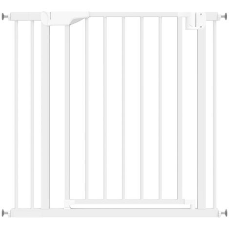 Barrière de sécurité pour escalier, sans perçage, fermeture automatique, pour enfants, cuisine, escalier, 76-89 x 76 cm, blanc (1/5)