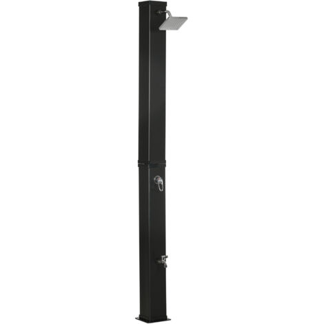 Douche solaire 40L extérieure avec douchette pied et pommeau pluie, température d'eau jusqu'à 60°C, kit de montage inclus, Noir (1/5)