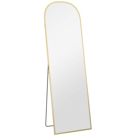Miroir sur pied grand miroir corps entier, design moderne, 50 cm x 1,5 cm x 161,5 cm, doré (1/5)