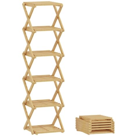 Étagère à chaussures pliante en bambou, 6 niveaux pour jusqu'à 9 paires, 30 x 29 x 108 cm, couleur naturelle (1/5)