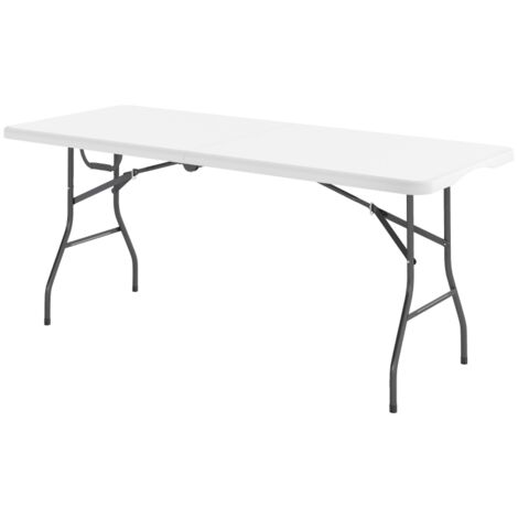 Table pliable, table de camping pliante, métal, plastique, table de pique-nique, blanc (1/5)
