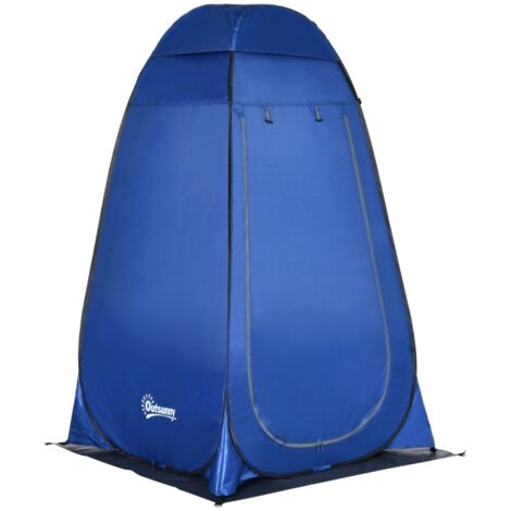 Pop-up douche tente toilettes camping cabine de change avec sac de transport toilette extérieure mobile cabine vestiaire tente de rangement bleu foncé 126 x 124 x 189 cm (1/5)
