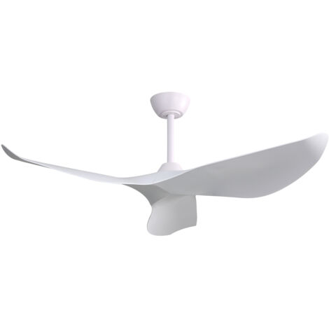 Ventilateur de plafond intérieur 52 pouces avec télécommande (6 vitesses), 3 pales en ABS, moteur DC réversible blanc - parfait pour salon (1/5)