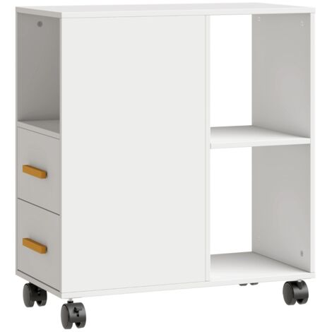Support imprimante avec étagère réglable, roulettes pour fax scanner 60 x 30 x 65 cm blanc (1/5)