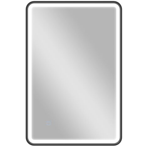 90x60 cm miroir de salle de bain LED, lumières 3 couleurs, gradation, fonction mémoire, horizontal et vertical, noir (1/5)