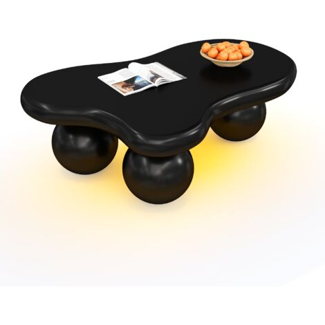 Table basse nuage noir avec LED - 16 couleurs, table de salon, design nuage, pieds ronds, point fort élégant pour salon moderne et chambre d'enfant (1/5)