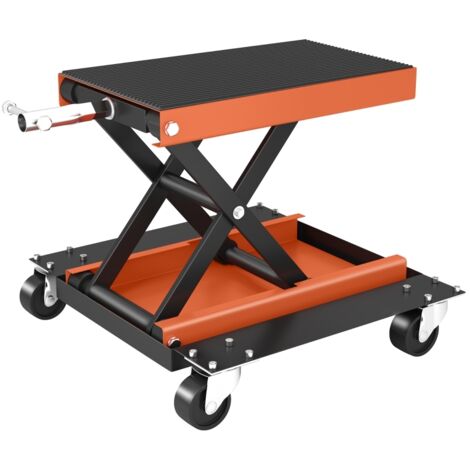 Moto Cric 500 kg Charge Max, Table Élévatrice Moto 135-390 mm Réglable en Hauteur, Chariot de Montage Ciseaux pour Réparation Vélo, Garage & Extérieur (1/5)
