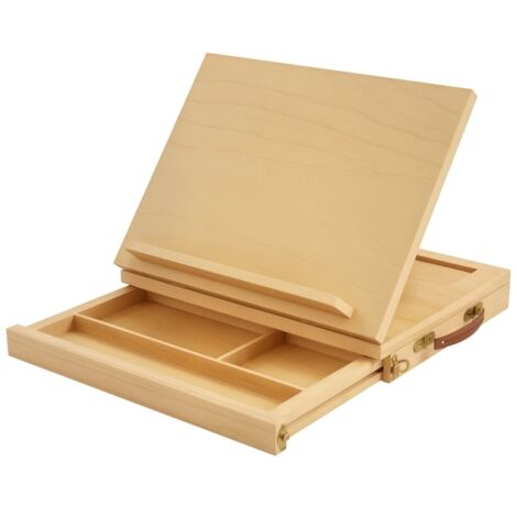 Chevalet de table pliable, atelier en bois de hêtre naturel, inclinable avec tiroir pour projets créatifs (1/5)