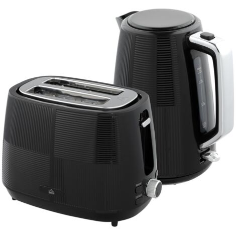 Bouilloire et grille-pain ensemble, 1,7 L, fonctions variées, acier inoxydable, noir (1/5)