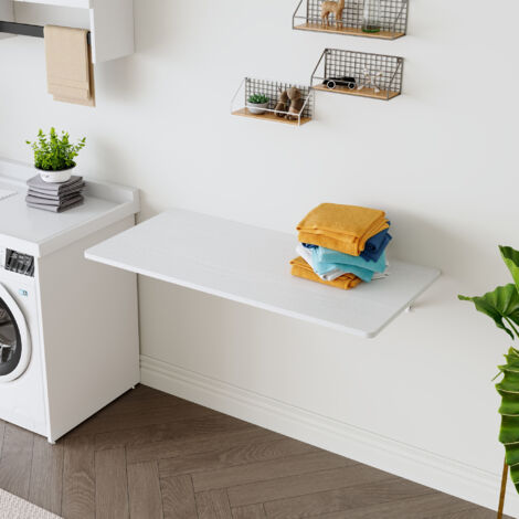 Tableau Pliant Mural pour Buanderie, Table Rabattable pour Petits Espaces, Plan de Travail Pliant pour Garage & Atelier / Bureau à Domicile / Buanderie / Bar Maison / Cuisine & Salle à Manger (1/5)