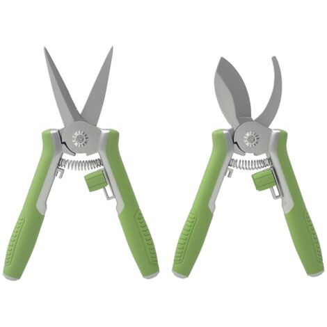 Kit de jardinage 2 pièces, outils de jardin en acier inoxydable avec sécateur et ébrancheur, vert+argent, cadeau de jardin pour homme et femme (1/5)