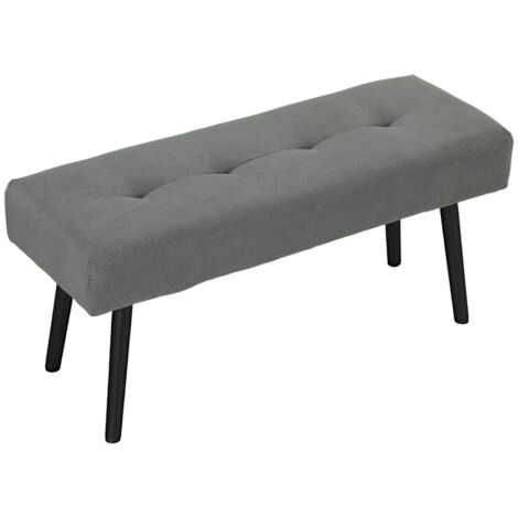 Banquette rembourrée en velours côtelé, banquette-coffre capitonnée à pieds métalliques, meuble d'entrée pour chambre, salon, couloir 100 x 36 x 45 cm Gris (1/5)