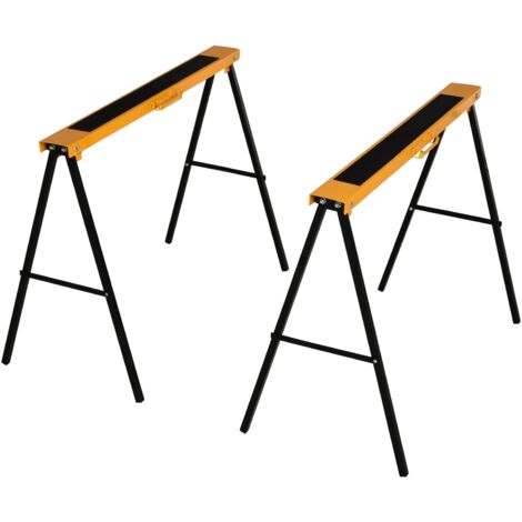 Chevalet de sciage pliable antidérapant en acier orange et noir 99,5 x 50 x 78 cm, capacité 125 kg (1/5)