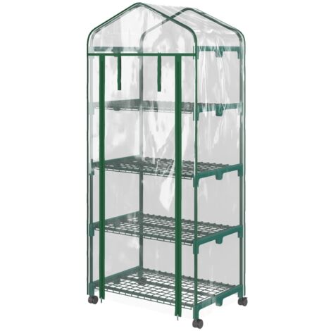 Serre en film, mini-serre, serre de jardin, abri à plantes, châssis froid, 4 étagères, 69 x 50 x 165 cm, transparent (1/5)