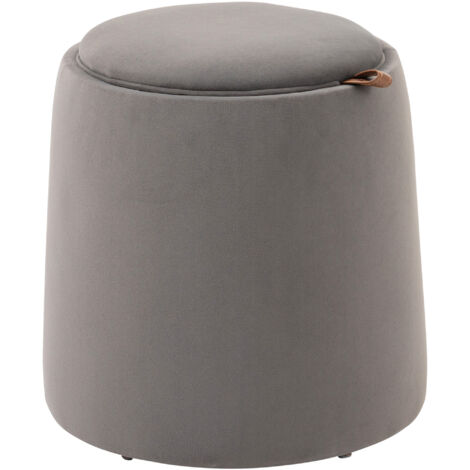 2-en-1 Pouf Ottoman Rond avec Rangement, Tabouret de Siège, Couvercle Amovible en Velours Gris Foncé (1/5)