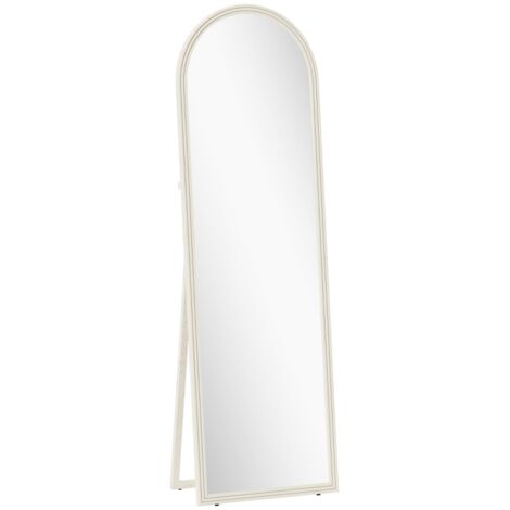 Miroir Plein Pied, 50 x 160 cm, Autoportant, Fixation Murale, Cadre Arqué, Blanc (1/5)