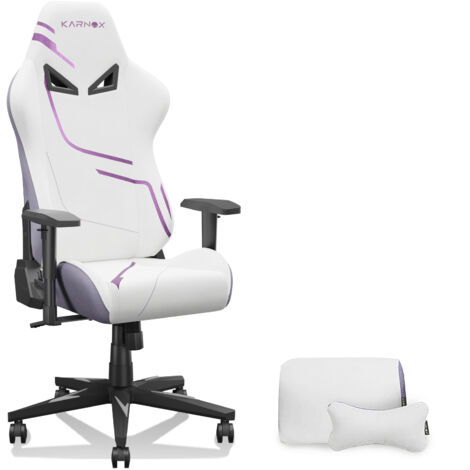 KORNOX Fauteuil de Bureau Ergonomic Gaming, Dossier Haut Racing, Tissu Respirant, Réglable en Hauteur pour Ados, avec Appui-tête et Soutien Lombaire pour Femmes, Blanc et Violet (1/5)