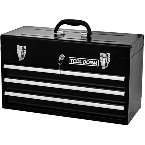 20,3 pouces Coffre à outils en métal avec tiroirs, portable, acier, doublure protectrice, fermeture à loquet métallique et cadenas pour garage, maison et entrepôt (Noir - 3 tiroirs) (1/5)