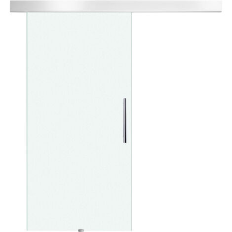 Porte coulissante en verre avec poignée barre, satinée un côté 102,5x205 cm, moderne et élégante pour pièces à vivre (1/5)