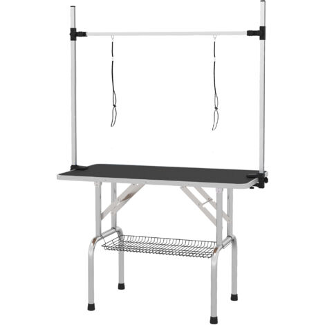 Table de toilettage pliable pour chien, hauteur réglable, avec panier inférieur, 107x60x170cm, noir (1/5)
