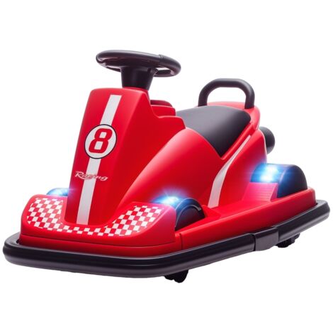 Voiture électrique enfant 360° pivotante, volant lumineux LED, fonction musicale, pour 3-8 ans, rouge (1/5)