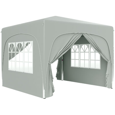 Pavillon 3x3m, imperméable, stable, résistant à l'hiver, pliable Pop-up, Protection UV 50+, tente de fête pliante avec 4 parois latérales et sac, tonnelle de jardin pour camping et jardin, gris clair (1/5)