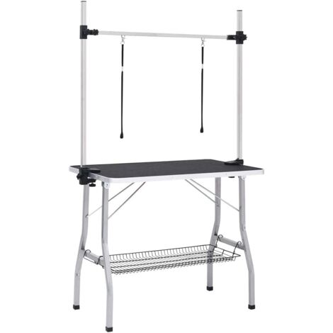 Table de toilettage pliable pour animaux, idéale pour couper les poils de chien et chat, usage domestique professionnel, hauteur réglable, noire 90x60x76 cm (1/5)
