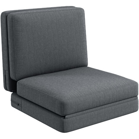 Canapé 3-en-1 Pliant Lit Convertible en Velours, Rembourré, Capacité 240 kg, pour Chambre, Salon, Gris Foncé (1/5)