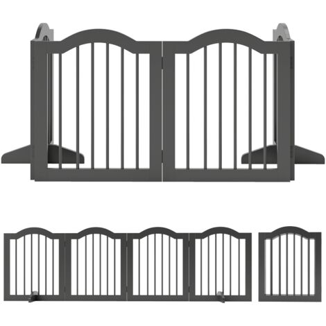 Barrière de sécurité pour chien autoportante avec pieds, grille pliable, 4 panneaux, 208 x 29,5 x 61 cm, Noir (1/5)