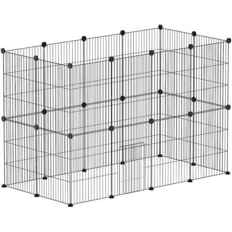 Enclos pour lapins, parc de jeu pour petits animaux, enclos à cochons d'Inde, enclos en acier avec porte, intérieur, 120 x 60 x 80 cm, noir (1/5)