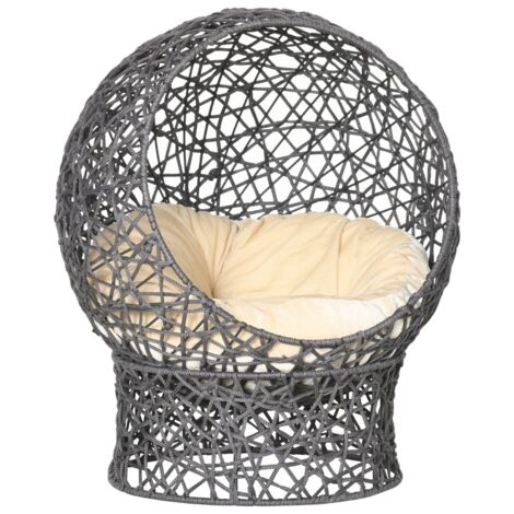 Panier pour chat, tanière pour chat avec coussin, 2 pièces, 50 cm x 50 cm x 60 cm, anthracite (1/5)