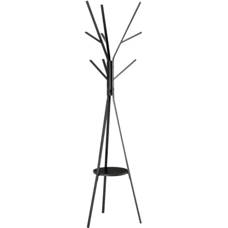 Portemanteau sur pied 180 cm noir métal, élégant porte-manteau d'entrée pour ordre et raffinement (1/5)