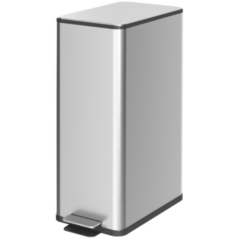 Poubelle 20L avec pédale en acier inoxydable, corbeille de salle de bain avec seau intérieur, pour salon et bureau, 21,5 x 37,2 x 57 cm (1/5)