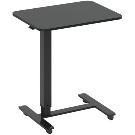 Bureau debout réglable en hauteur avec 4 roulettes, forme en C, 65 x 48 x 70-110 cm, noir (1/5)