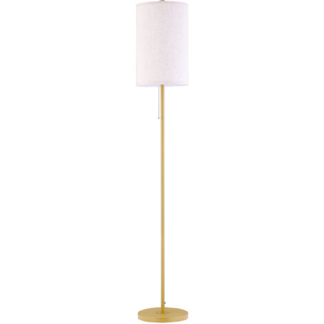 Lampe sur pied salon avec abat-jour en lin, interrupteur à chaîne, pied en acier, douille E27 pour chambre, blanc crème (1/5)