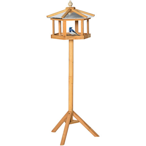 Maison à oiseaux avec perchoir et toit en zinc 113x40x40 cm, mangeoire d'extérieur résistante aux intempéries pour jardin et terrasse (1/5)