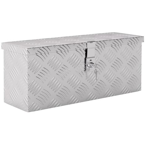 Coffre de rangement en aluminium avec serrure et clés 50 x 15,5 x 20,5 cm (1/5)