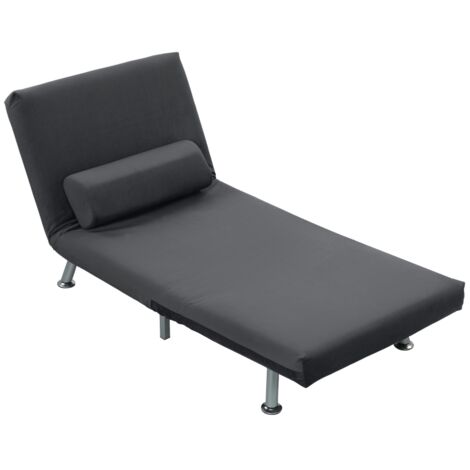 Fauteuil Relaxant Pliant avec Fonction Lit, Velours Aspect Gris Foncé, Dossier Réglable 75x70x75 cm (1/5)
