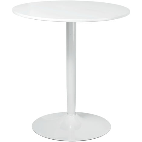 Table ronde Ø70 x 75 cm, table de cuisine moderne pour 2 personnes, table à piétement avec pied en acier et repose-pied antidérapant (1/5)