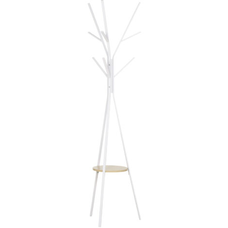 Porte-manteaux debout blanc métal 45x45x180cm pour entrée rangement (1/5)