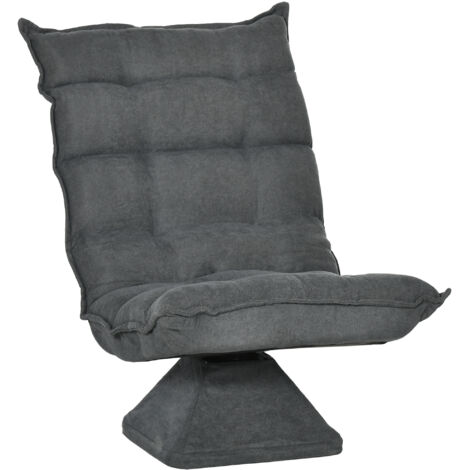 Canapé de sol gris microfibre, fauteuil relax pivotant avec dossier réglable, coussin de sol pour salon et bureau (1/5)