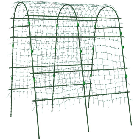 Treillis réglable pour plantes grimpantes, support avec filet, structure de jardin en acier vert 144 x 167 x 206 cm (1/5)