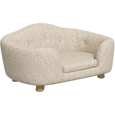 Tapis de canapé pour chien en peluche avec coussin, lit pour chat, adapté aux petits chiens et mâchoires, 70 x 47 x 30 cm, blanc crème (1/5)