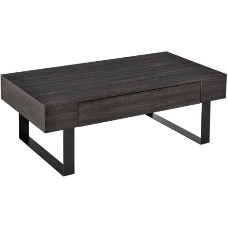 Table basse d'appoint avec tiroir & étagères, cadre en acier robuste, montage facile, design moderne pour salon (1/5)